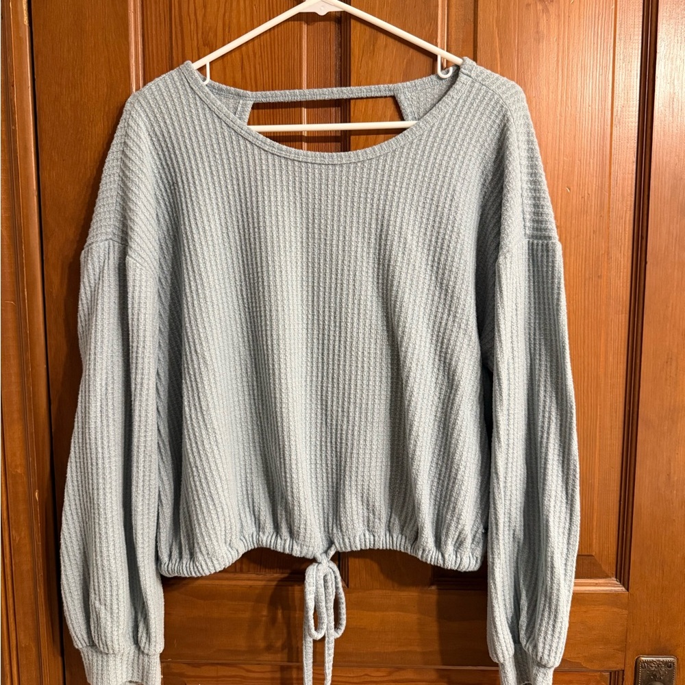 Hollister Light Blue Waffle Knit Top